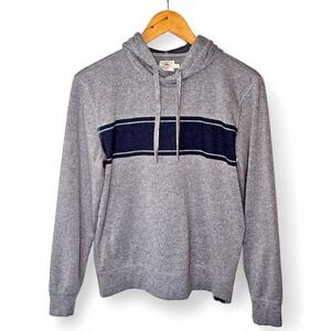 Faherty Legend Sweater Hoodie Fossil Grey Surf Stripe Men's Sz Small